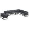 vidaXL Ensemble de canap&eacute; de jardin avec coussin 10 pcs Noir Aluminium