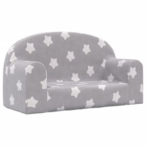 vidaXL Canap&eacute; enfants 2 places gris clair avec &eacute;toiles peluche douce