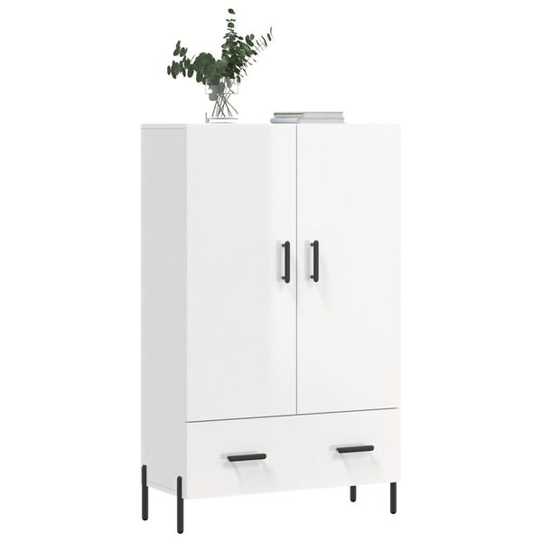 vidaXL Buffet haut blanc brillant 69,5x31x115 cm bois d'ing&eacute;nierie