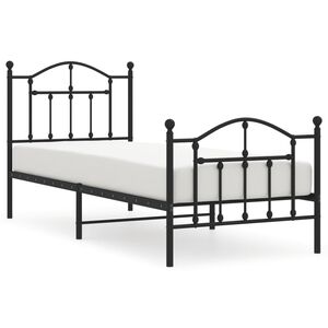 vidaXL Cadre de lit m&eacute;tal sans matelas avec pied de lit noir 80x200 cm