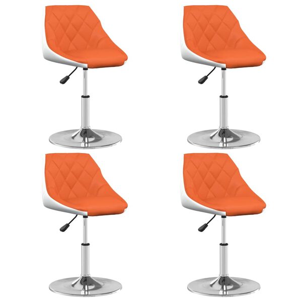 vidaXL Chaises &agrave; manger pivotantes lot de 4 orange et blanc similicuir