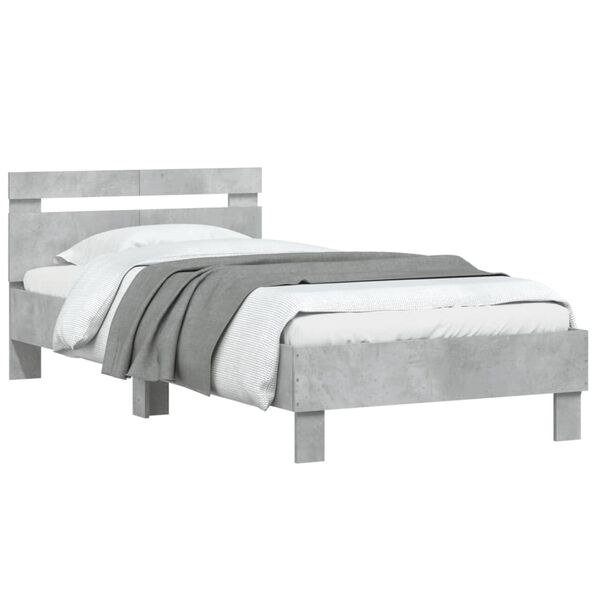 vidaXL Cadre de lit sans matelas avec t&ecirc;te de lit gris b&eacute;ton 100x200cm