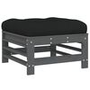 vidaXL Salon de jardin 3 pcs avec coussins gris bois massif