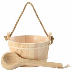 vidaXL Seau de Sauna 2 pc Marron Bois de pin massif et chanvre