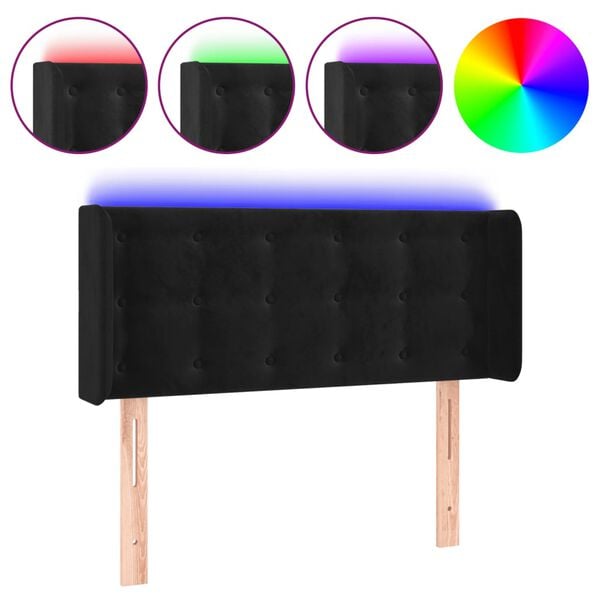 vidaXL T&ecirc;te de lit &agrave; LED Noir 93x16x78/88 cm Velours