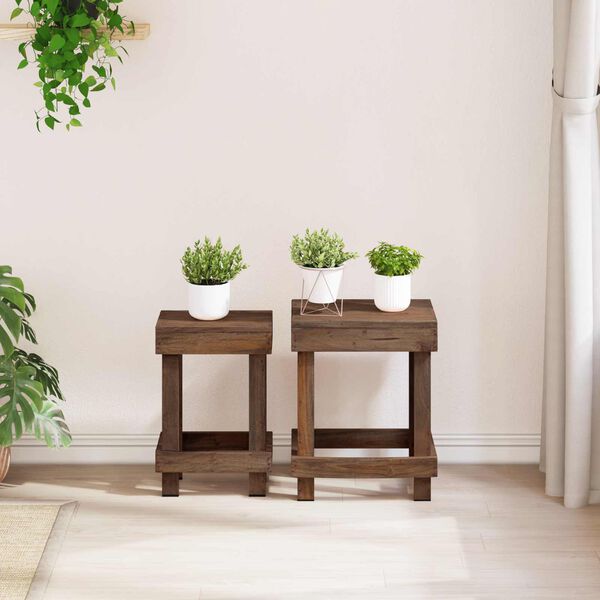 vidaXL Support de Plante 2 pcs Marron 70 x 11 x 27 cm Bois d'Acajou