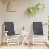 vidaXL Coussins de chaise de jardin &agrave; dossier haut lot de 2 anthracite