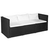 vidaXL Salon de jardin 3 pcs r&eacute;sine tress&eacute;e noir et blanc