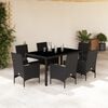 vidaXL Ensemble &agrave; manger de jardin et coussins 7 pcs noir rotin acacia