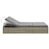 vidaXL Chaise longue convertible avec coussin R&eacute;sine tress&eacute;e Gris