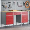 vidaXL Placard de travail 3 pcs Rouge Bois d'ing&eacute;nierie et acier