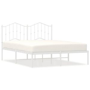 vidaXL Cadre de lit m&eacute;tal sans matelas et t&ecirc;te de lit blanc 150x200 cm