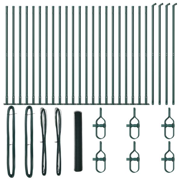 vidaXL Clôture avec poteaux Vert 1.2 x 50 m Acier recouvert de PVC