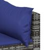 vidaXL Canap&eacute;s d'angle de jardin et coussins 2 pcs gris r&eacute;sine tress&eacute;e