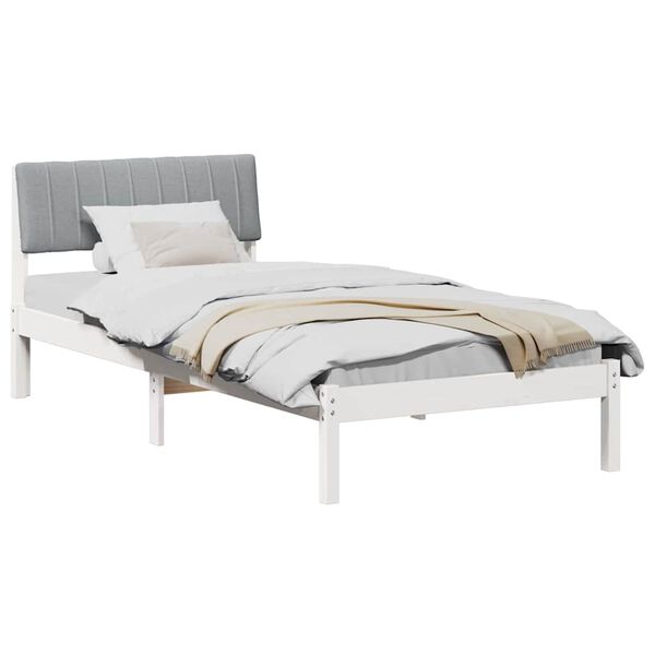vidaXL Cadre de lit Blanc et gris clair 90 x 200 cm Bois massif en pin
