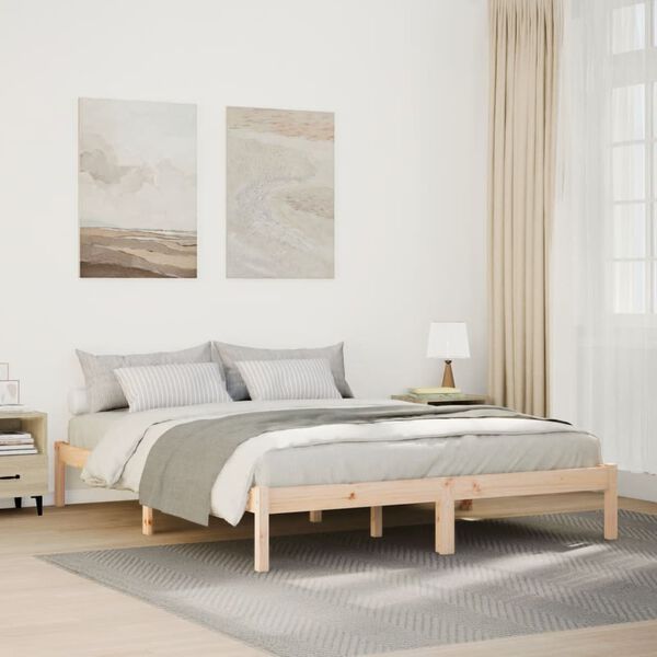vidaXL Cadre de lit extra long sans matelas 160x220 cm bois massif pin