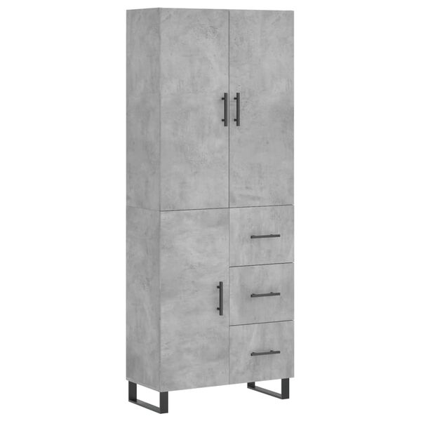 vidaXL Buffet haut Gris b&eacute;ton 69,5x34x180 cm Bois d'ing&eacute;nierie