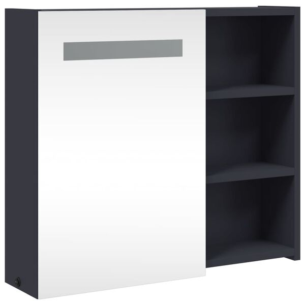 vidaXL Armoire de salle de bain &agrave; miroir avec LED gris 60x13x52 cm