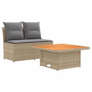 vidaXL 2 Pi&egrave;ce Canap&eacute; du milieu de jardin avec table relevable