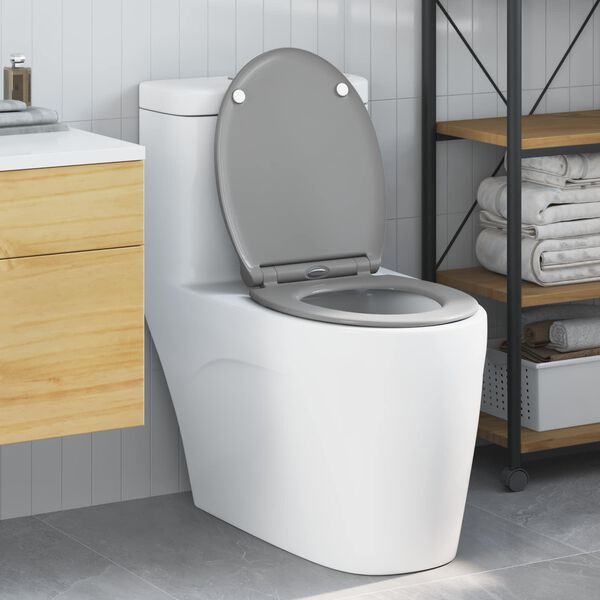 vidaXL Si&egrave;ge de toilette Gris 47 x 37,5 x 3,8 cm Duroplast