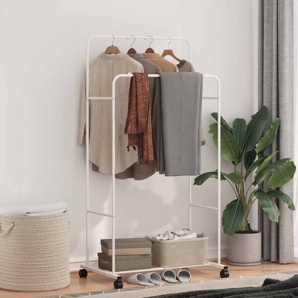 vidaXL Porte-v&ecirc;tements Uni Blanc 80 x 53 x 156 cm
