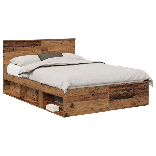 vidaXL Cadre de lit Bois ancien 140 x 190 cm Bois d'ing&eacute;nierie