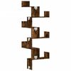 vidaXL &Eacute;tag&egrave;re d'angle murale ch&ecirc;ne fum&eacute; 45x45x147cm bois d'ing&eacute;nierie