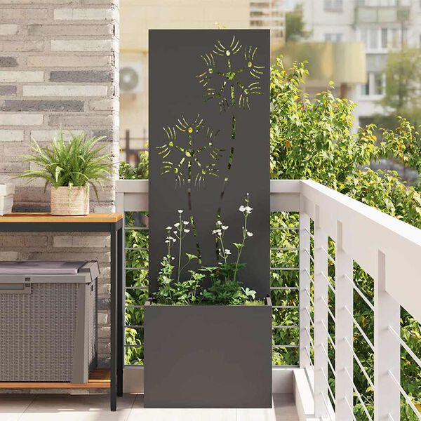 vidaXL &Eacute;cran de confidentialit&eacute; de jardin Floral Noir 50 x 140 cm