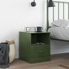 vidaXL Table de chevet vert olive 34,5x39x44 cm acier