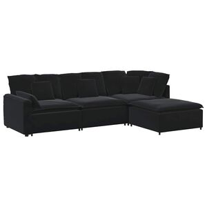 vidaXL Canap&eacute; modulaire et repose-pieds et coussins velours gris fonc&eacute;