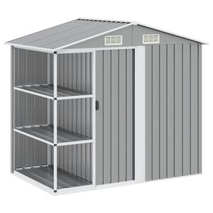 vidaXL Abri de jardin avec &eacute;tag&egrave;re Gris 205x130x183 cm Fer