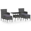 vidaXL Ensemble &agrave; Manger jardin 5 pcs r&eacute;sine tress&eacute;e verre tremp&eacute; Gris