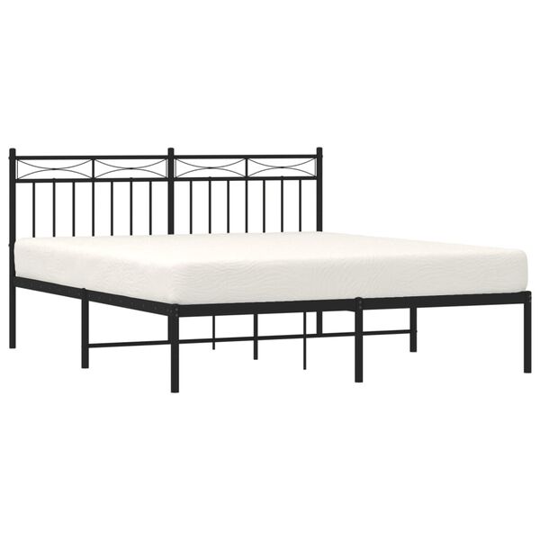 vidaXL Cadre de lit m&eacute;tal sans matelas et t&ecirc;te de lit noir 160x200 cm