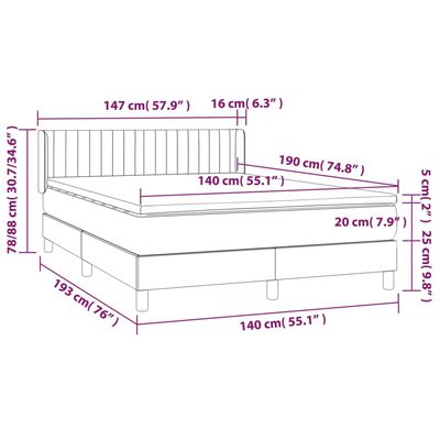 vidaXL Sommier à lattes de lit et matelas Bleu foncé 140x190cm Velours