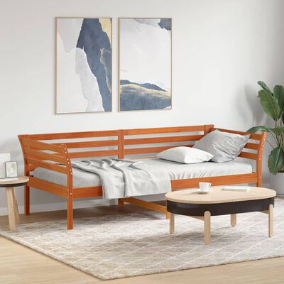 vidaXL Lit de jour sans matelas cire marron 90x200 cm bois pin massif