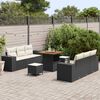vidaXL Ensemble de canap&eacute; de jardin avec coussin 9 pcs Noir Poly rotin