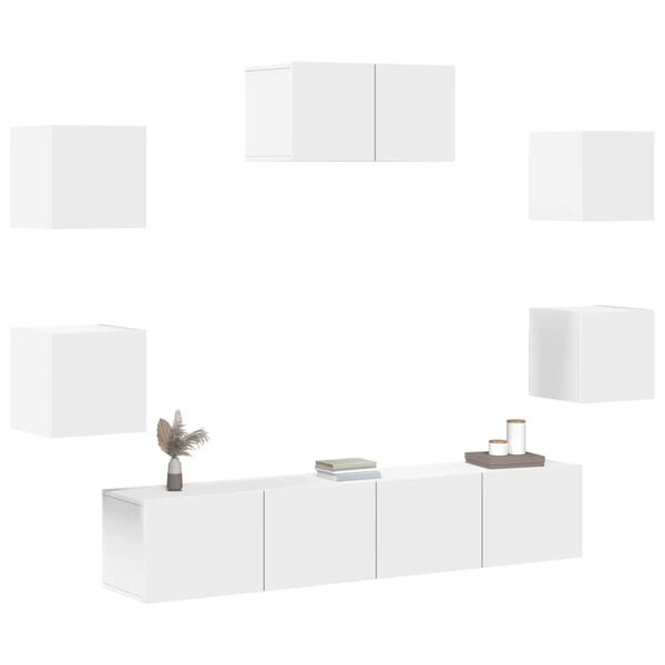 vidaXL Ensemble de meubles TV 7 pcs Blanc Bois d'ingénierie