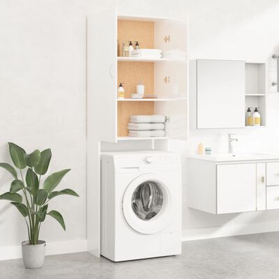 vidaXL Meuble pour machine à laver Blanc brillant 64x25,5x190 cm
