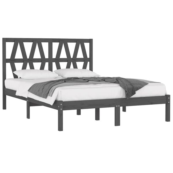 vidaXL Cadre de lit sans matelas gris bois massif 200x200 cm