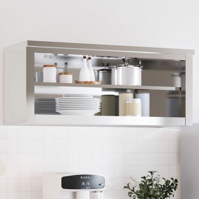 vidaXL Armoire murale de cuisine avec étagère acier inoxydable