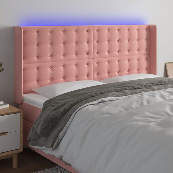 vidaXL T&ecirc;te de lit &agrave; LED Rose 203x16x118/128 cm Velours