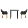 vidaXL Ensemble de salle &agrave; manger pour jardin 3 pcs Noir polyrotin