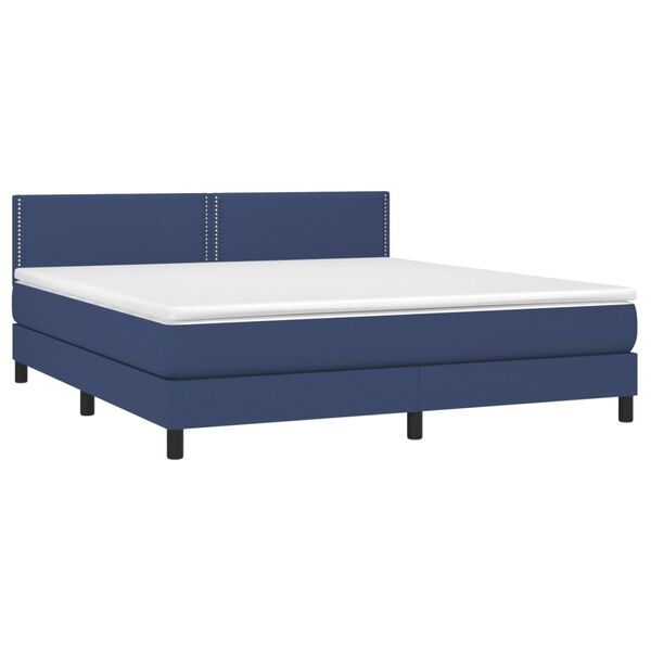 vidaXL Sommier &agrave; lattes de lit avec matelas LED Bleu 160x200 cm Tissu