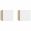 vidaXL Tables de chevet 2 pcs Blanc et ch&ecirc;ne sonoma Bois d'ing&eacute;nierie