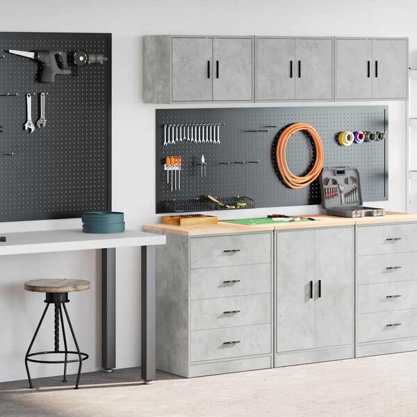 vidaXL Armoires de garage 2 pcs gris b&eacute;ton bois d'ing&eacute;nierie