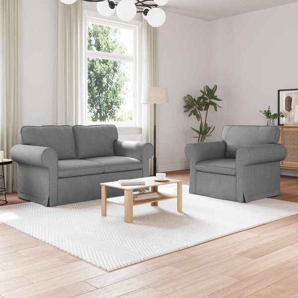 vidaXL Canap&eacute; 2 pcs Gris clair