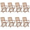 vidaXL Chaises pliables de jardin lot de 8 avec coussins Bois d'acacia