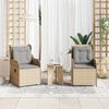 vidaXL Chaises inclinables de jardin lot de 2 et coussins beige rotin
