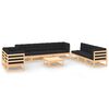vidaXL Salon de jardin 10 pcs avec coussins Bois de pin massif