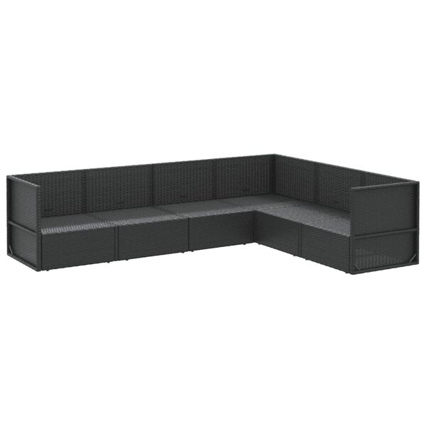 vidaXL Salon de jardin 6 pcs avec coussins Noir R&eacute;sine tress&eacute;e